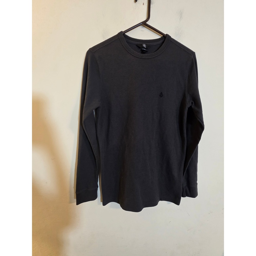 Volcom Mens Thermal Long Sleeve Shirt Gray Waffle Knit Stone Logo A5341604 M